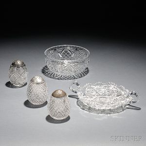 Five Colorless Cut Glass Items
