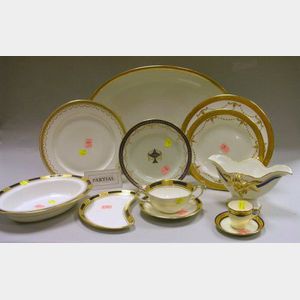 Assembled Group of Gilt and Blue Decorated Porcelain Tableware