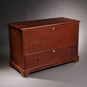 Shaker Red-painted Pine Blanket Chest over Drawer