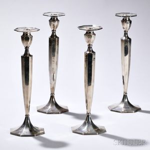 Four Barbour Silver Co. Sterling Silver Candlesticks
