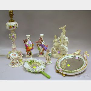 Eight Continental Porcelain Articles
