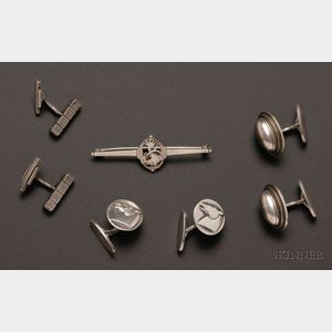 Three Pairs of Georg Jensen Cuff Links and a Pin