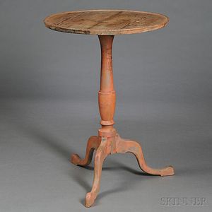 Federal Salmon-painted Hard Pine Candlestand