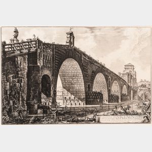 Giovanni Battista Piranesi (Italian, 1720-1778) Vedute del Ponte Molle sul Tevere dumiglia lontan da Roma