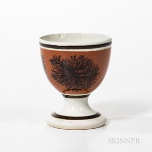 Rare Mocha and Slip-decorated Egg Cup