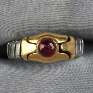 18kt Gold, Stainless Steel, and Ruby "Tubogas" Ring, Bulgari