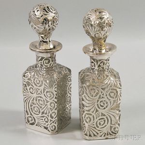 Pair of Silver Overlay Cologne Bottles