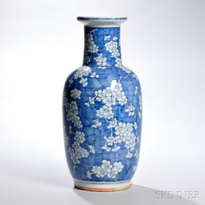 Blue and White Rouleau Vase