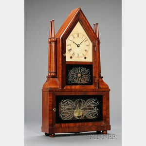 Mahogany Double-Candlestick Wagon Spring Clock by Birge and Fuller