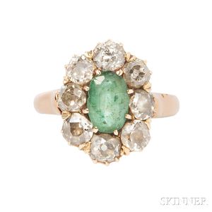 Antique Gold, Emerald, and Diamond Ring