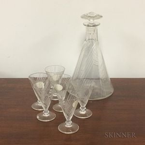 Moser Engraved Colorless Glass Cordial Set