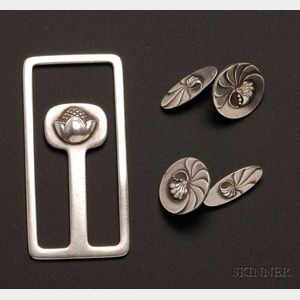 Georg Jensen Money Clip and Pair of Cuff Links