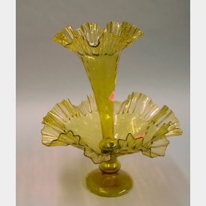 Victorian Two-piece Golden Colored Art Glass Epergne