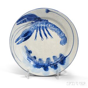 Dedham Pottery Lobster with Seaweed Plate