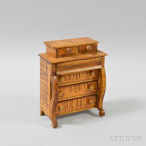 Late Classical-style Grain-painted Doll's Chest of Drawers