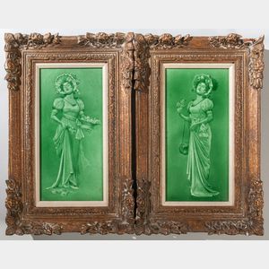 Two Framed Sherwin and Cotton Transfer-printed Pottery Tiles