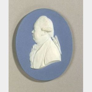 Wedgwood Solid Blue Jasper Portrait Medallion of Edward Gibbon