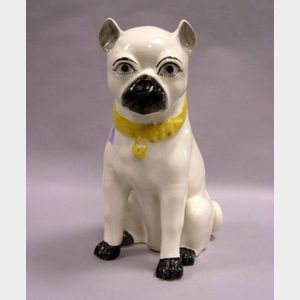 Staffordshire-style Ceramic Pug Dog Figure.