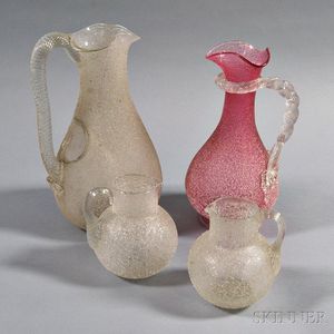 Four Overshot Glass Pitchers