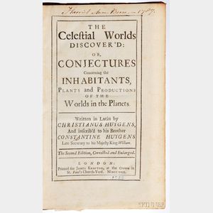 Huygens, Christiaan (1629-1695) The Celestial Worlds Discover'd.