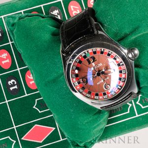 Corum Bubble Casino Roulette Watch, Switzerland, c. 2003, polished stainless steel case, bubble sapphire crystal and see-through back,