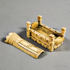 Small Carved Whalebone Game Box