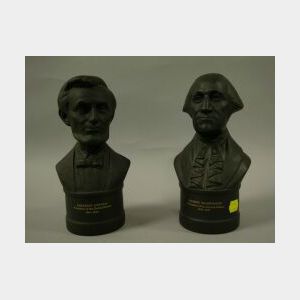 Wedgwood Black Basalt Busts of George Washington and Abraham Lincoln.