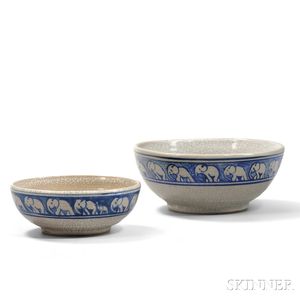 Two Dedham Pottery Elephant Bowls