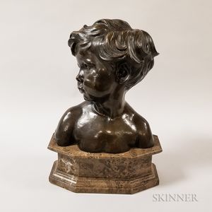 Aime-Jules Dalou (French, act. 1838-1902) Bronze Bust of a Child