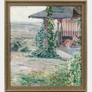 American School, 19th/20th Century Woman Reading on a Covered Terrace