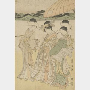 Four Prints of Figures by Toyokuni I and II