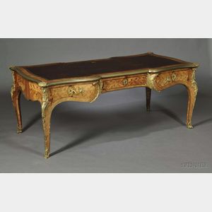 Louis XV-style Ormolu-mounted and Kingwood-veneered Bureau Plat