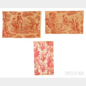 Twelve Apotheosis of George Washington and Benjamin Franklin Printed Textile Fragments