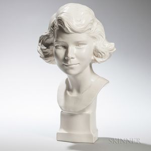 Wedgwood Moonstone-glazed Bust of Young Queen Elizabeth II