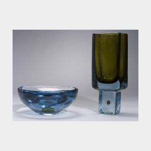 Art Glass Vase and Bowl