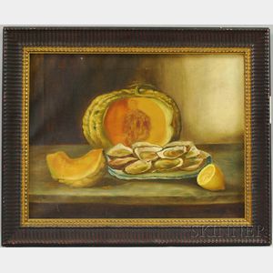 Continental School, 19th/20th Century Still Life with Melon and Oysters