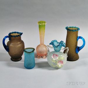 Five Overshot Glass Items