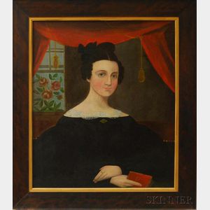 American School, 19th Century Portrait of a Girl with Red Book.