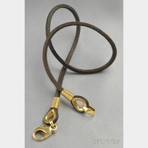 18kt Gold and Leather Necklace, Bulgari