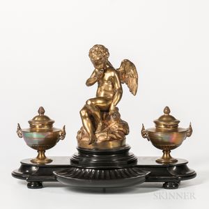 Gilt-bronze and Slate Figural Inkstand