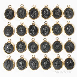Twenty-four Wedgwood Black Basalt Portrait Medallions