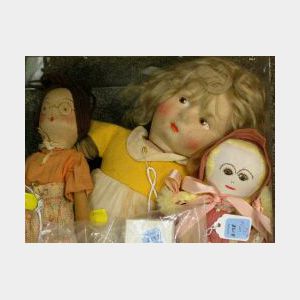 Group of Dolls and Two Steiff Animals