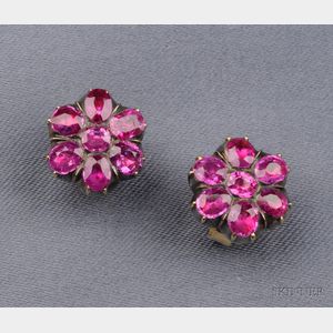 Antique Pink Sapphire Flower Earstuds