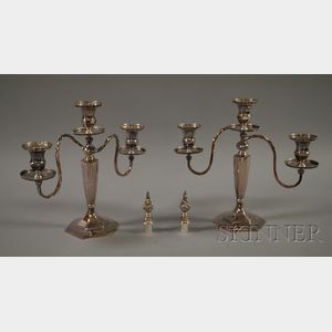 Pair of Silver Plated Three-Light Candelabra