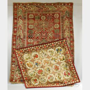 Modern Caucasian Rug and a Needlework Textile,