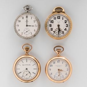 Four 16 Size Elgin Watch Co. Open-face Watches