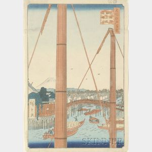 Hiroshige: Inari Bridge and Minato Shrine, Teppozu