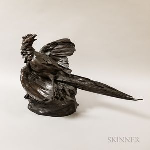 Bronze Sculpture of a Pheasant After Léon Bureau (French, 1866-1906)