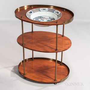 Mahogany and Brass Washstand with Chinese Export Porcelain Basin