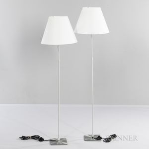 Pair of Contemporary Stainless Steel Standing Lamps